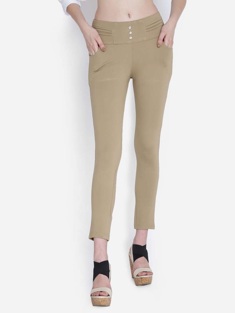 Buy Claura Women Beige Slim Fit Jeggings Jeggings for Women 6522649 Myntra