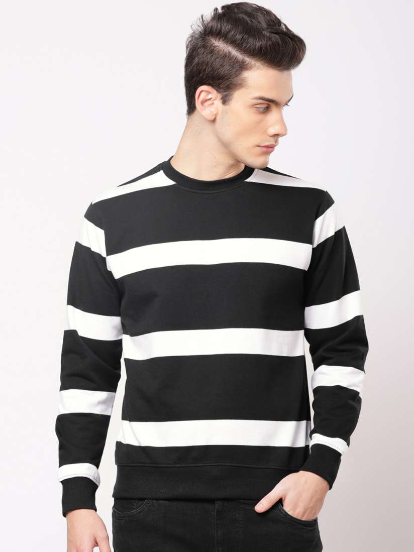 Black and white striped sweatshirt sale
