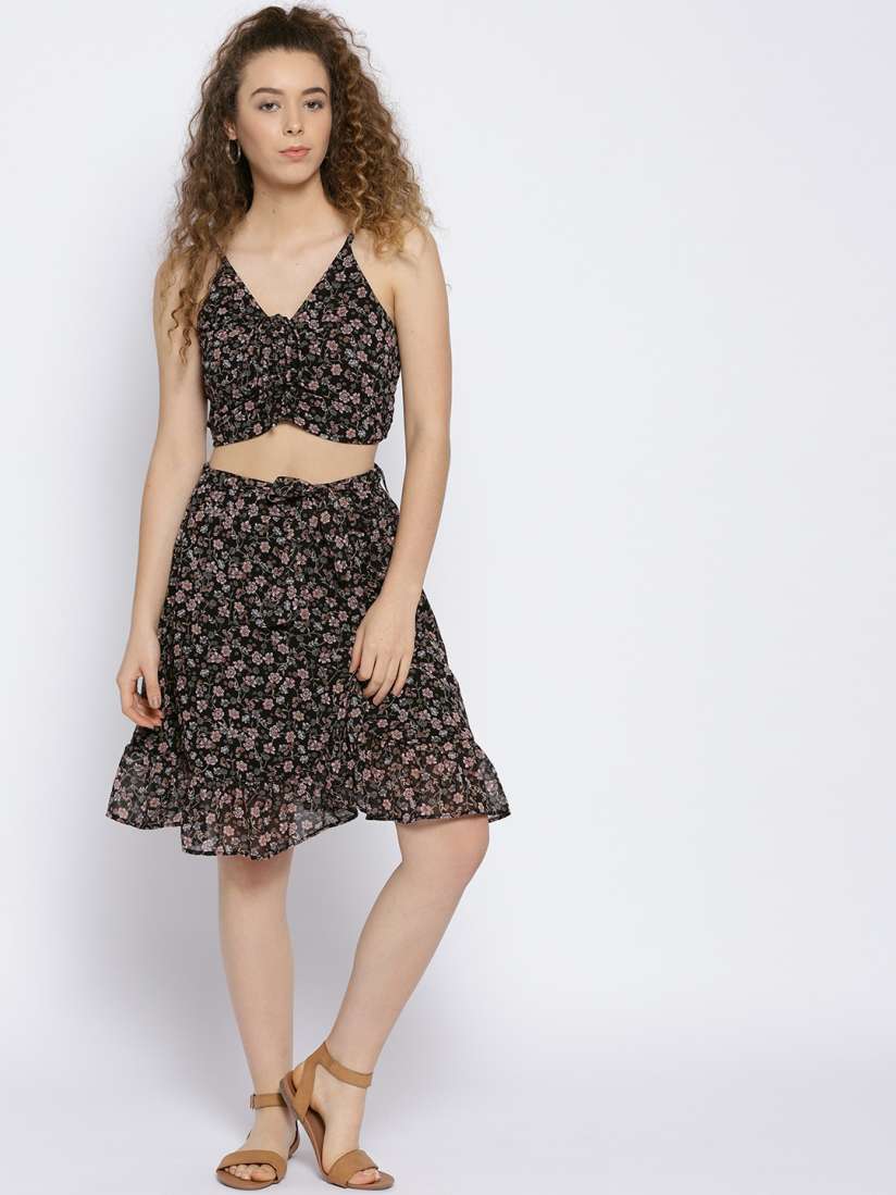 Buy Sera Women Black Mauve Printed Two Piece Dress Dresses for Women 6539747 Myntra