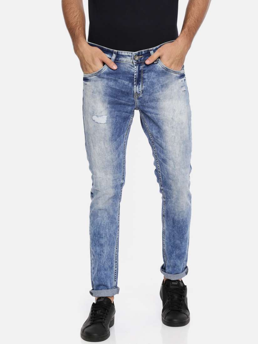 Buy SPYKAR Men Blue Skinny Fit Low Rise Mildly Distressed Stretchable Jeans Jeans for Men 6540359 Myntra