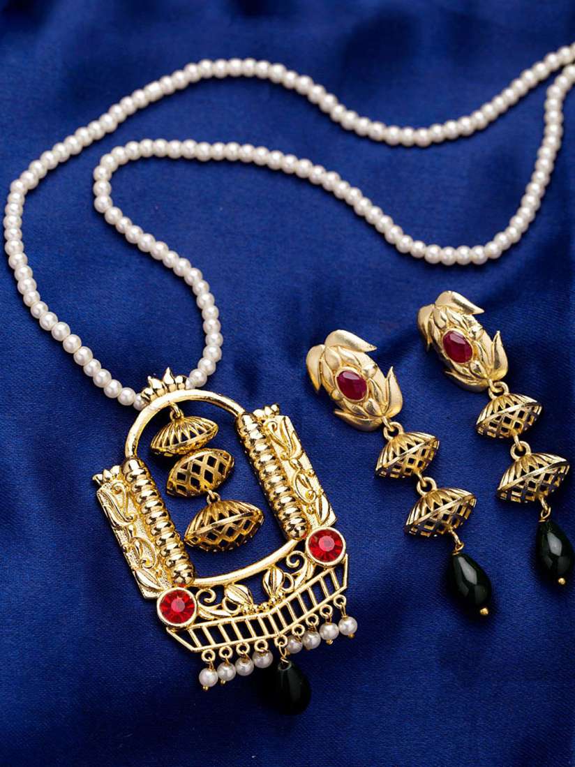 Buy Studio Voylla Gold Toned Red Jewellery Set Jewellery Set for Women 6542539 Myntra