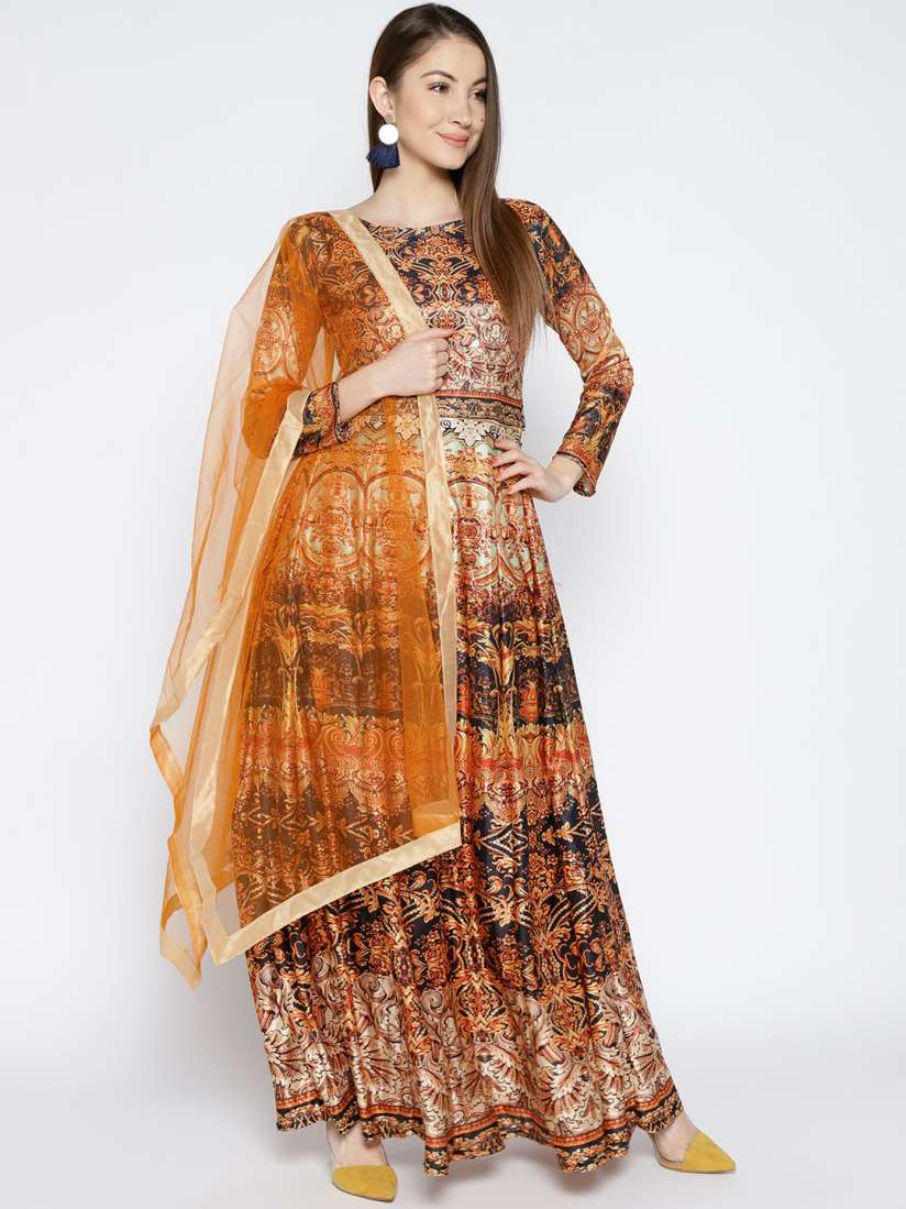 Buy mf Orange Cotton Blend Unstitched Dress Material Dress Material for Women 6554492 Myntra