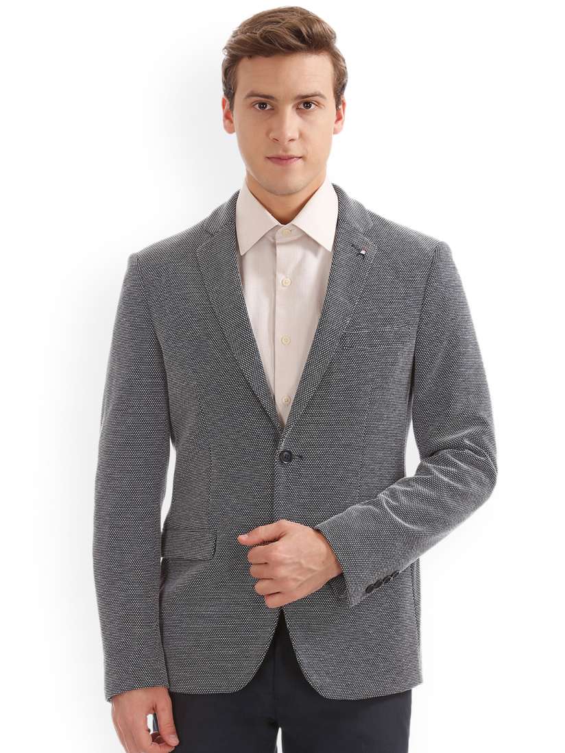 Buy Arrow Men Navy Blue Beige Woven Design Regular Fit Single Breasted Blazer Blazers for Men 6555395 Myntra