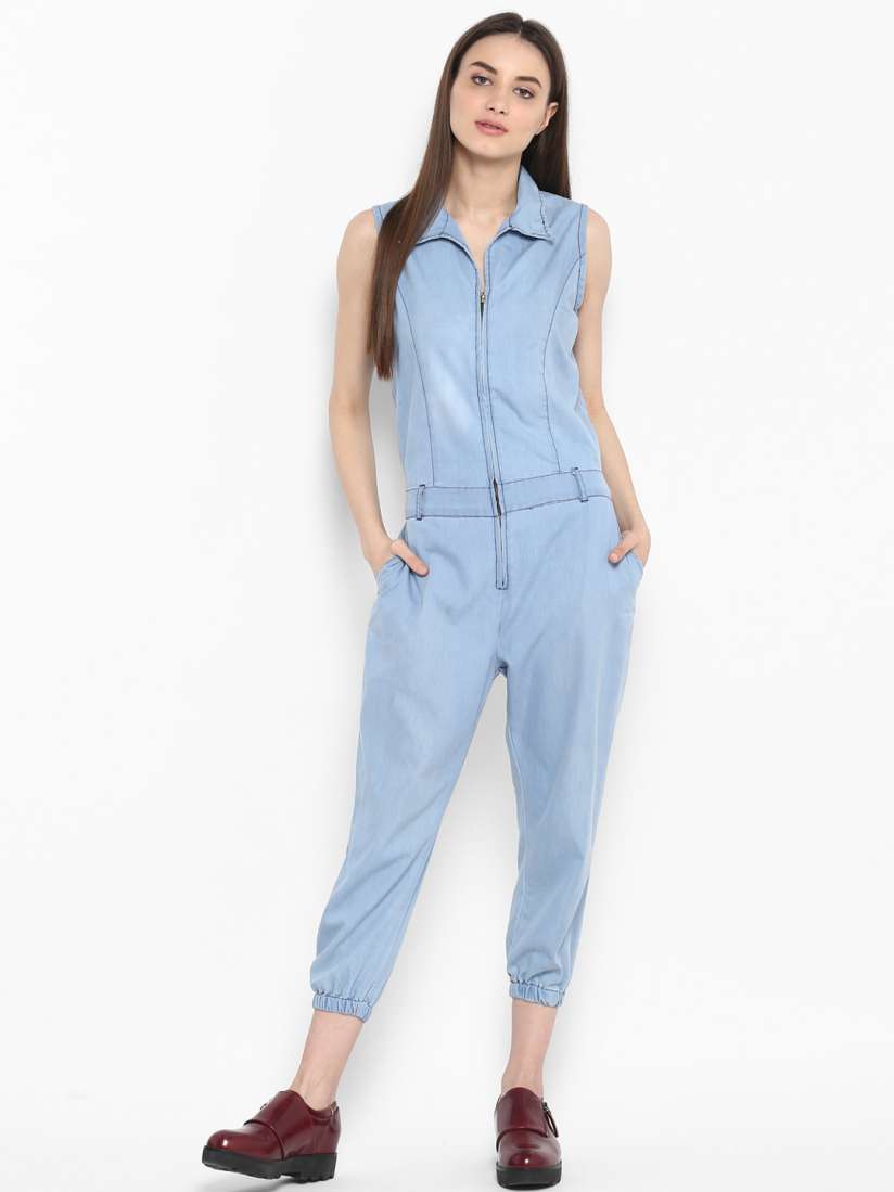 Denim jumpsuit myntra cheap