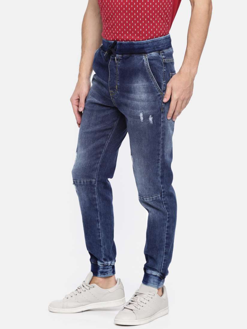 Buy Lee Cooper Men Blue Jogger Mid Rise Low Distressed Stretchable Jeans Jeans for Men 6557712 Myntra