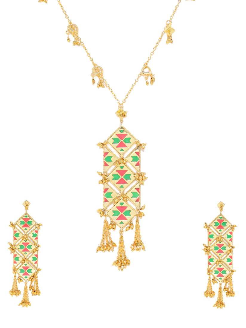 Buy Studio Voylla Gold Toned Enamelled Jewellery Set Jewellery Set for Women 6572464 Myntra