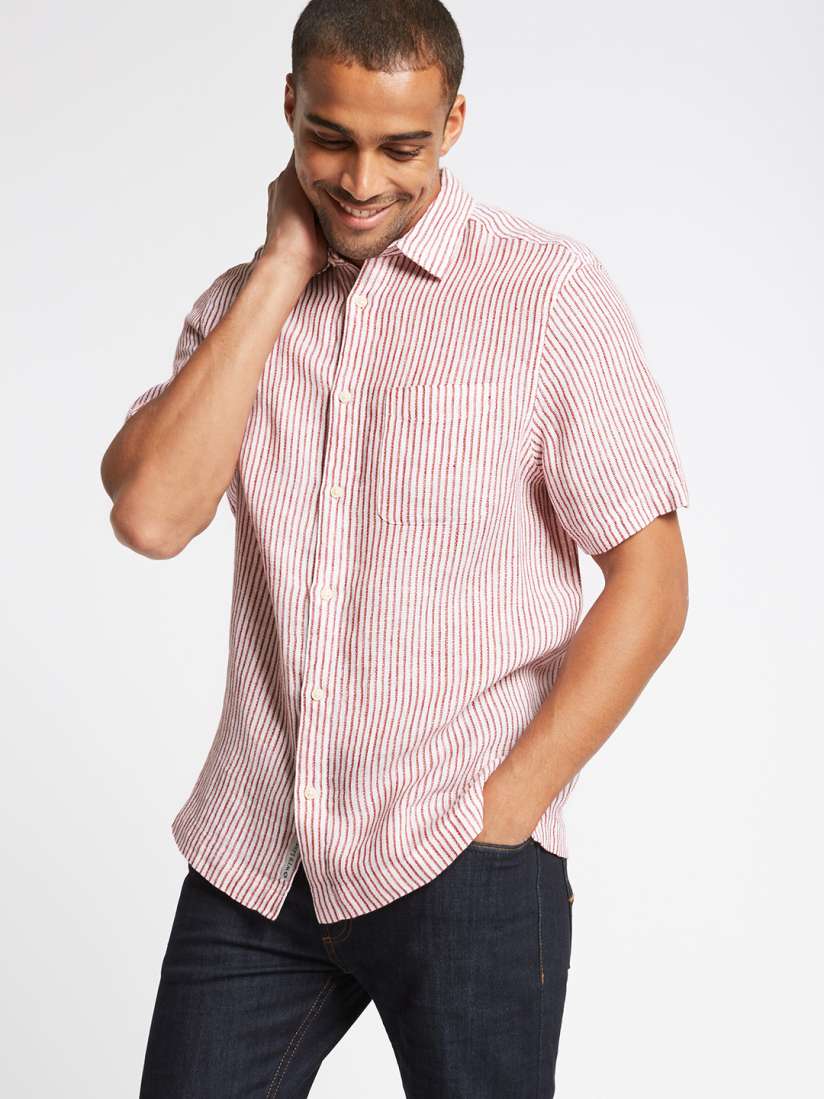 Buy Marks Spencer Men White Red Striped Linen Casual Shirt Shirts for Men 6582360 Myntra