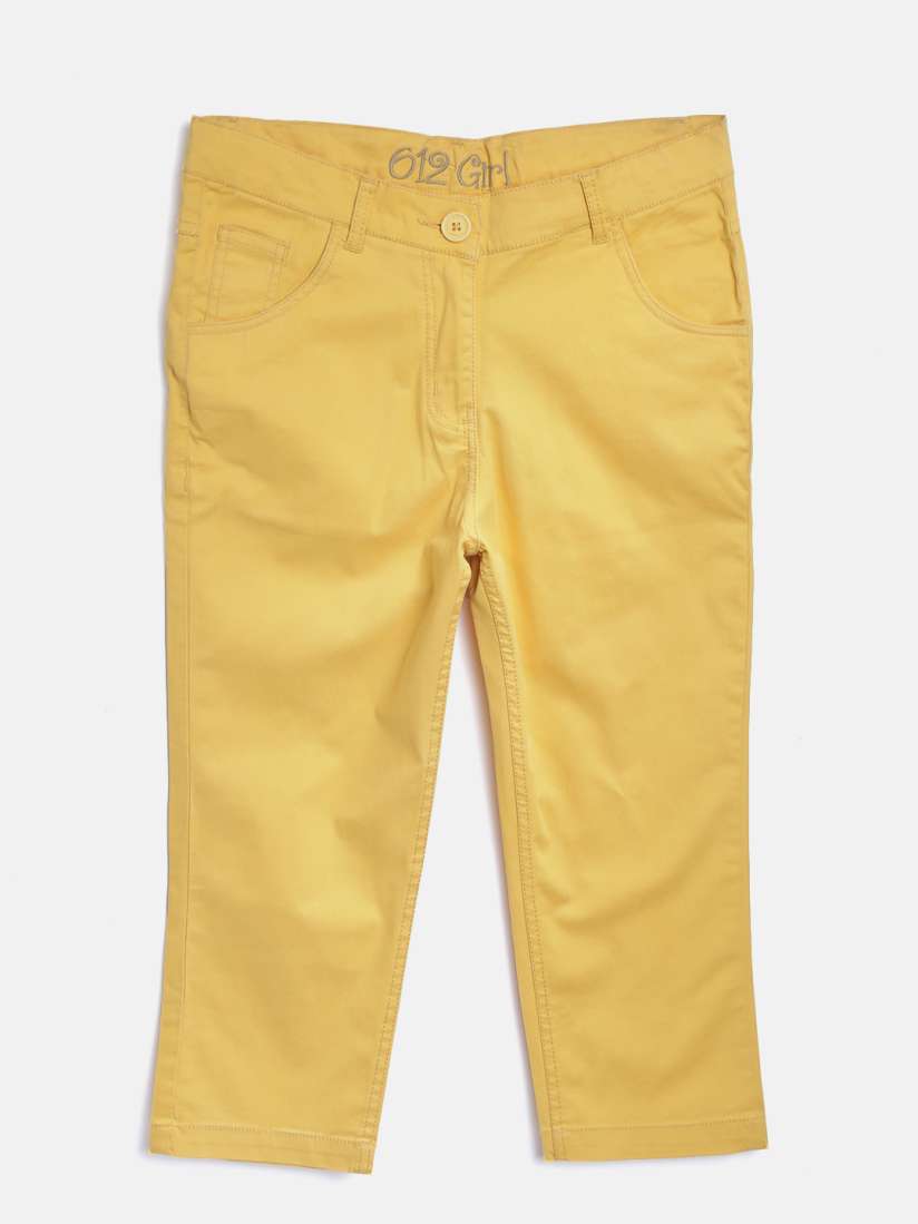 Buy 612 league Girls Mustard Yellow Solid Regular Fit Capris Capris for Girls 6591833 Myntra