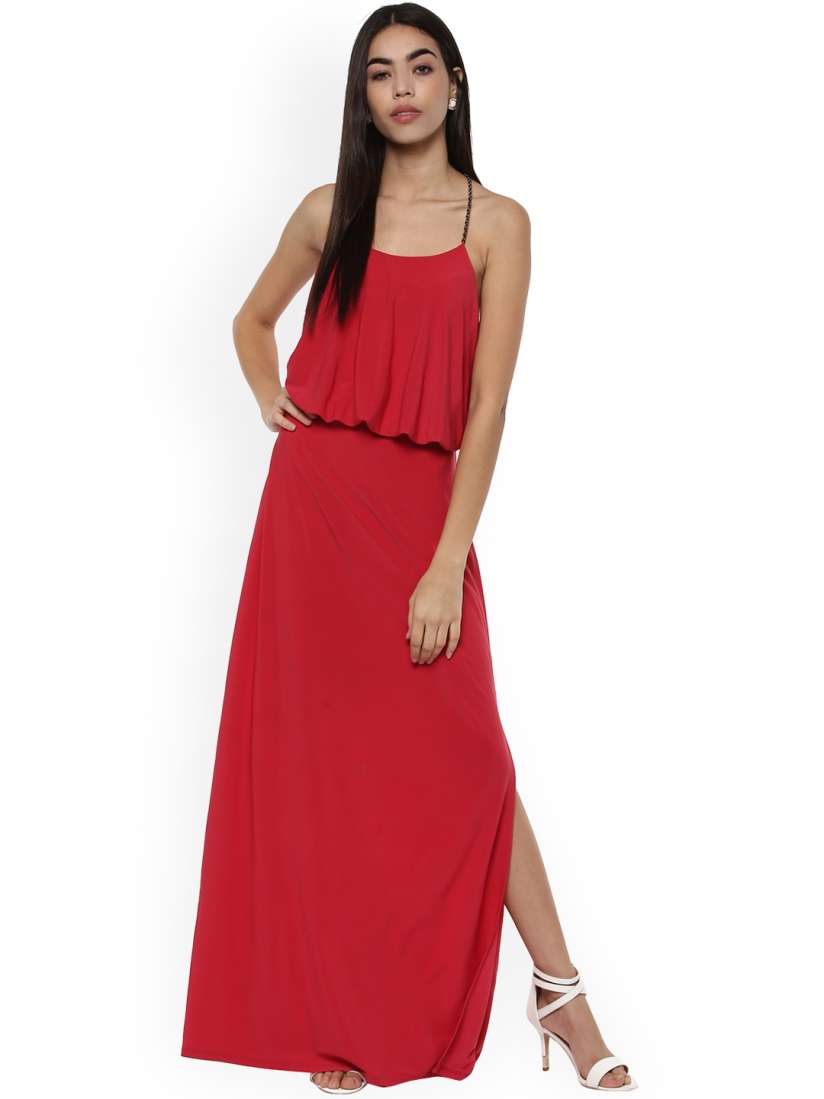 Buy Kazo Women Red Solid Maxi Dress Dresses for Women 6593277 Myntra