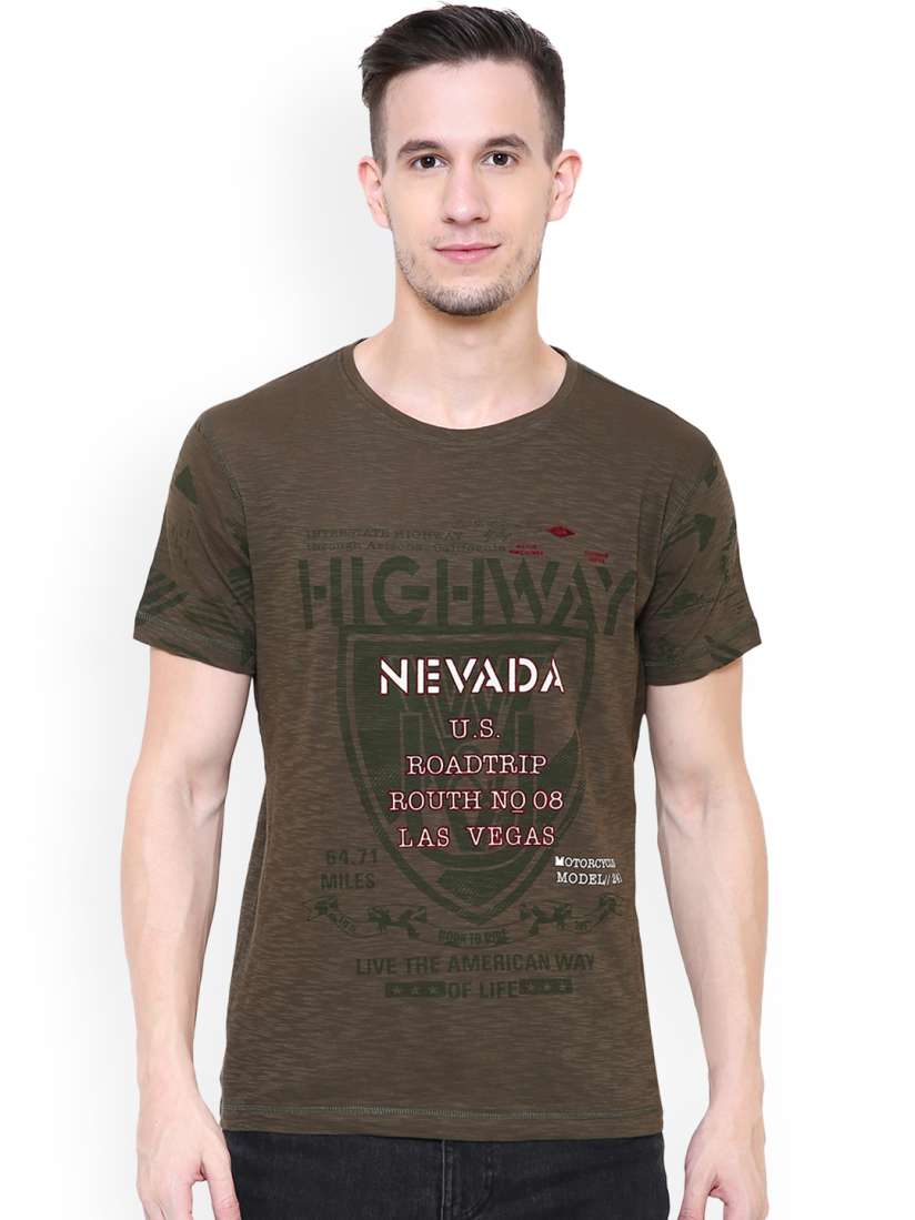 Buy UV W Men Brown Printed Round Neck T shirt Tshirts for Men 6596018 Myntra
