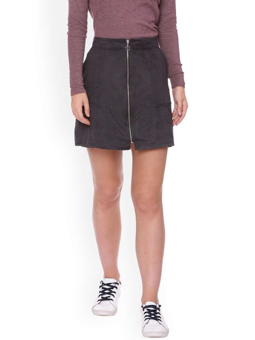 Buy People Black Straight Mini Skirt Skirts for Women 6597379 Myntra
