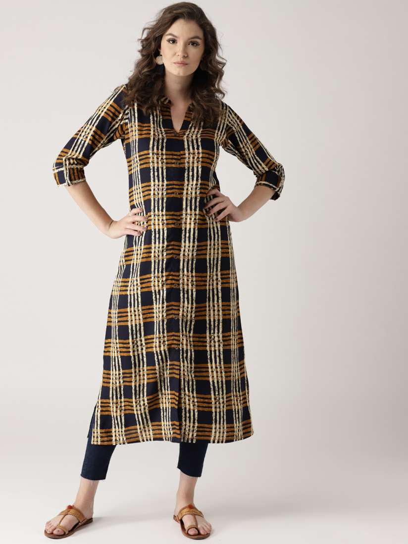 Buy Libas Women Multicoloured Checked Straight Kurta Kurtas for Women 6601501 Myntra