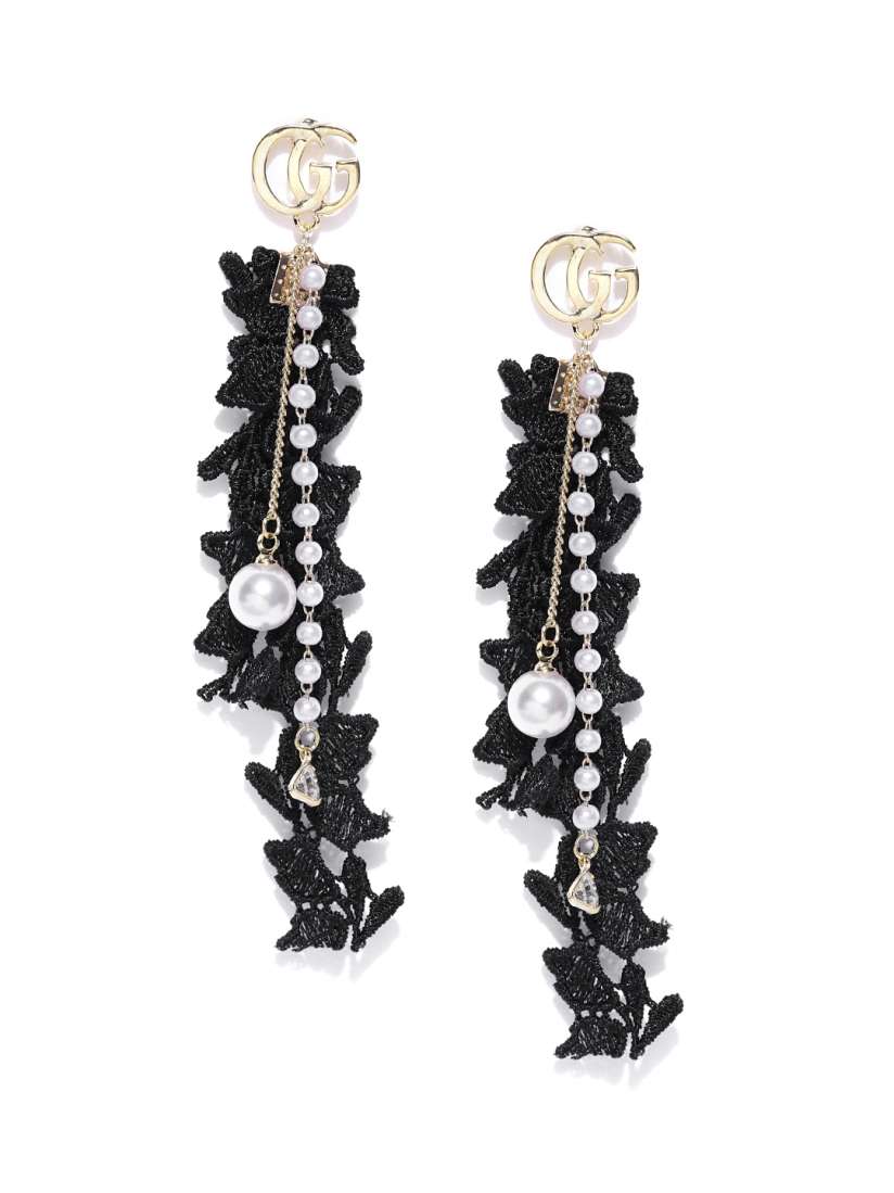 Buy Jewels Galaxy Black Off White Gold Plated Contemporary Drop Earrings Earrings for Women 6603143 Myntra