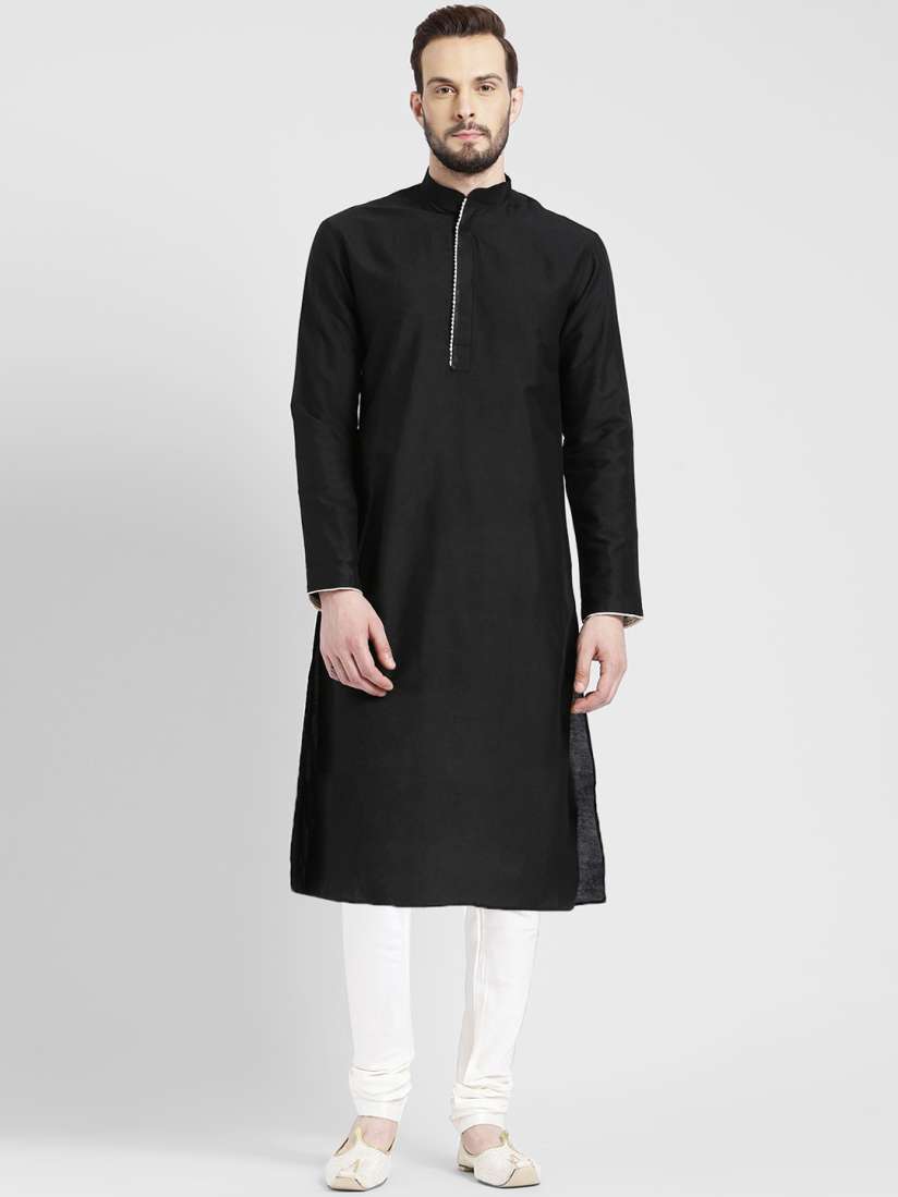 Buy KISAH Men Black White Solid Kurta With Churidar Kurta Sets for Men 6605723 Myntra