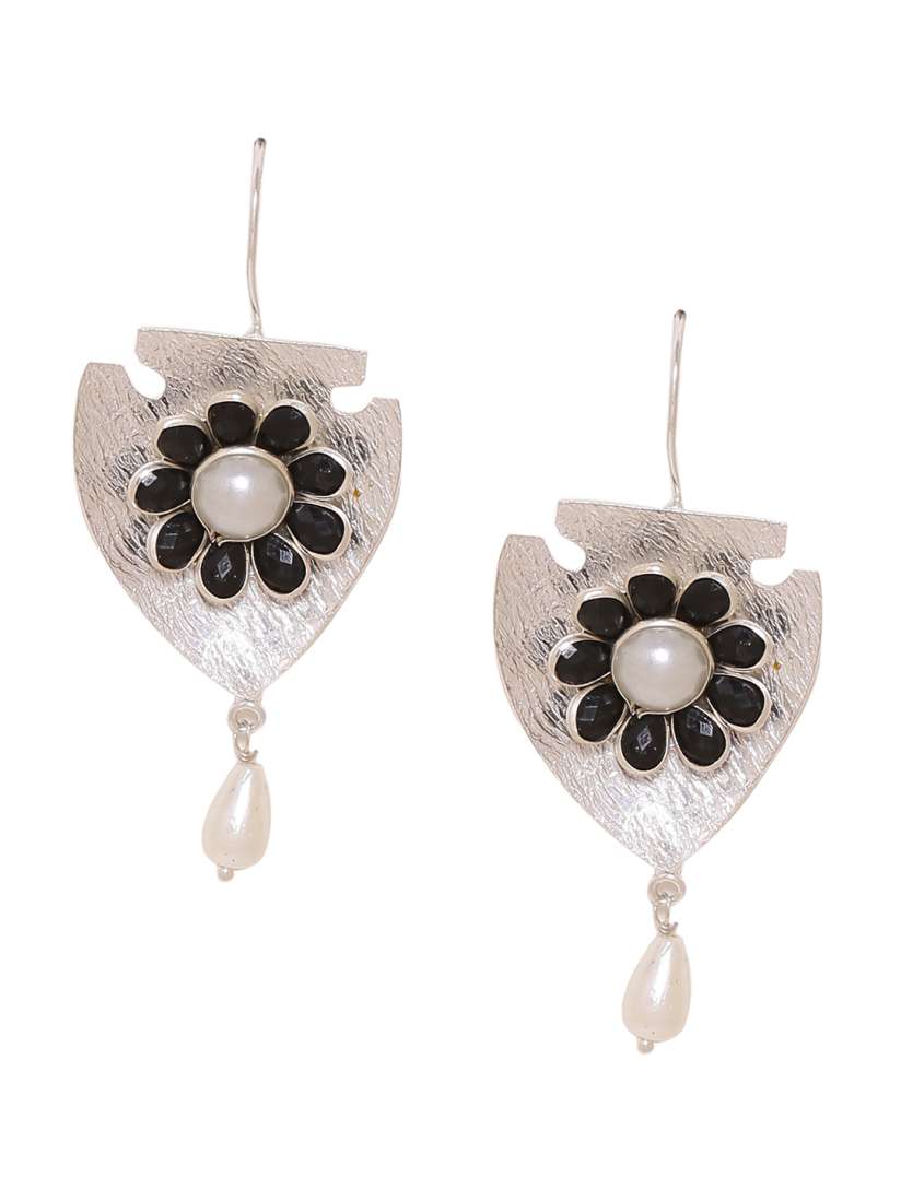 Buy Voylla Silver Toned Black Contemporary Drop Earrings Earrings for Women 6611697 Myntra