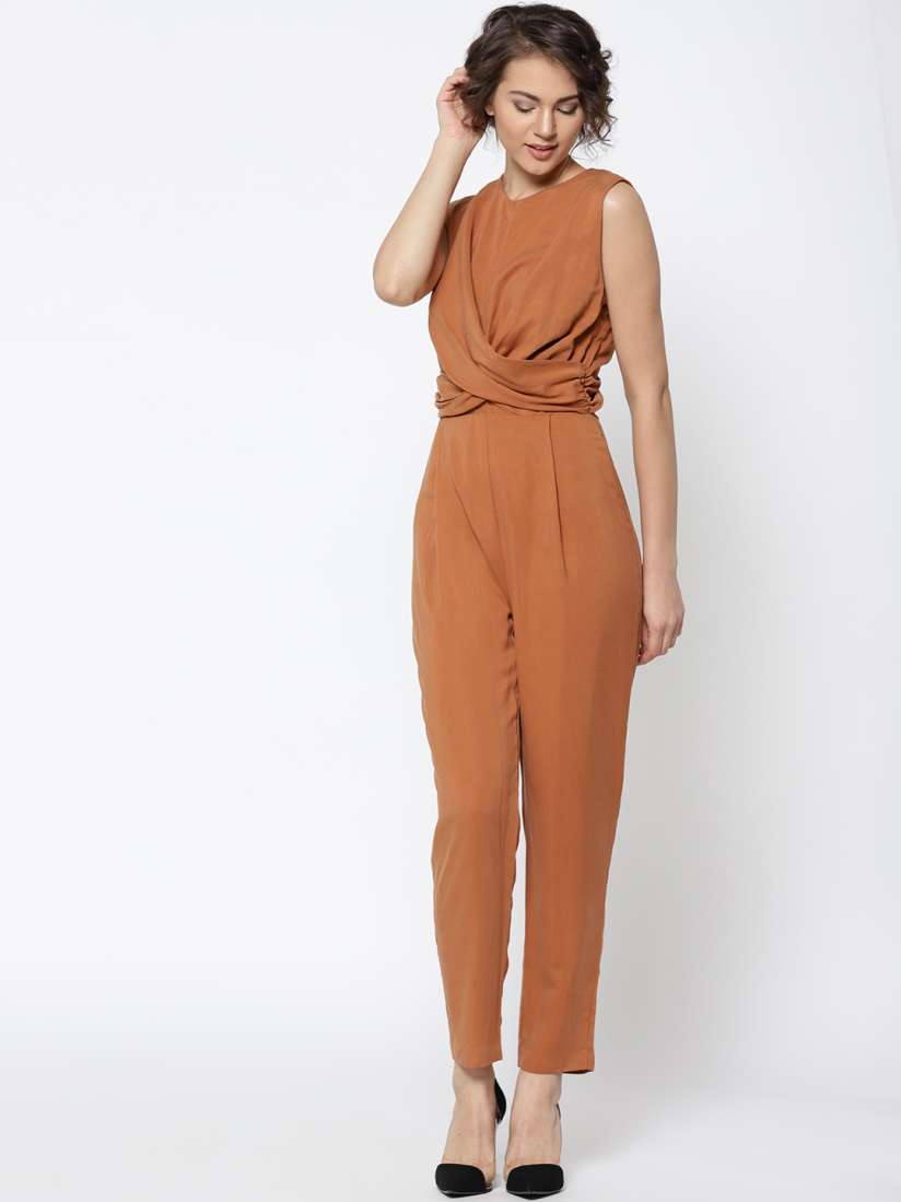 Buy MANGO Rust Solid Basic Jumpsuit Jumpsuit for Women 6612296 Myntra