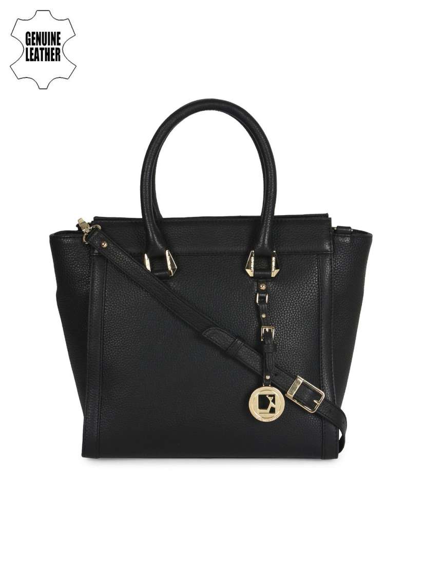 Buy Da Milano Black Solid Genuine Leather Handheld Bag Handbags for Women 6613661 Myntra