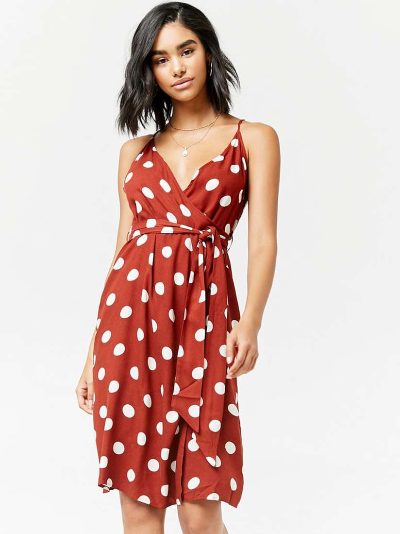 Red and white polka dot dress forever 21 on sale