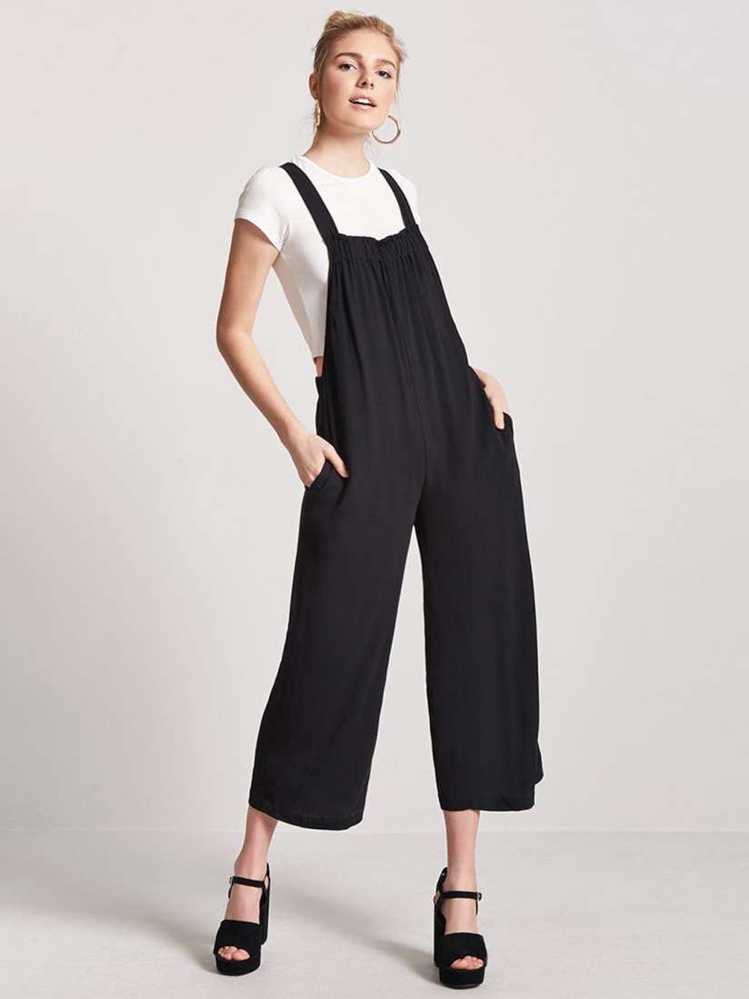 Buy FOREVER 21 Women Black Dungarees Dungarees for Women 6615888 Myntra