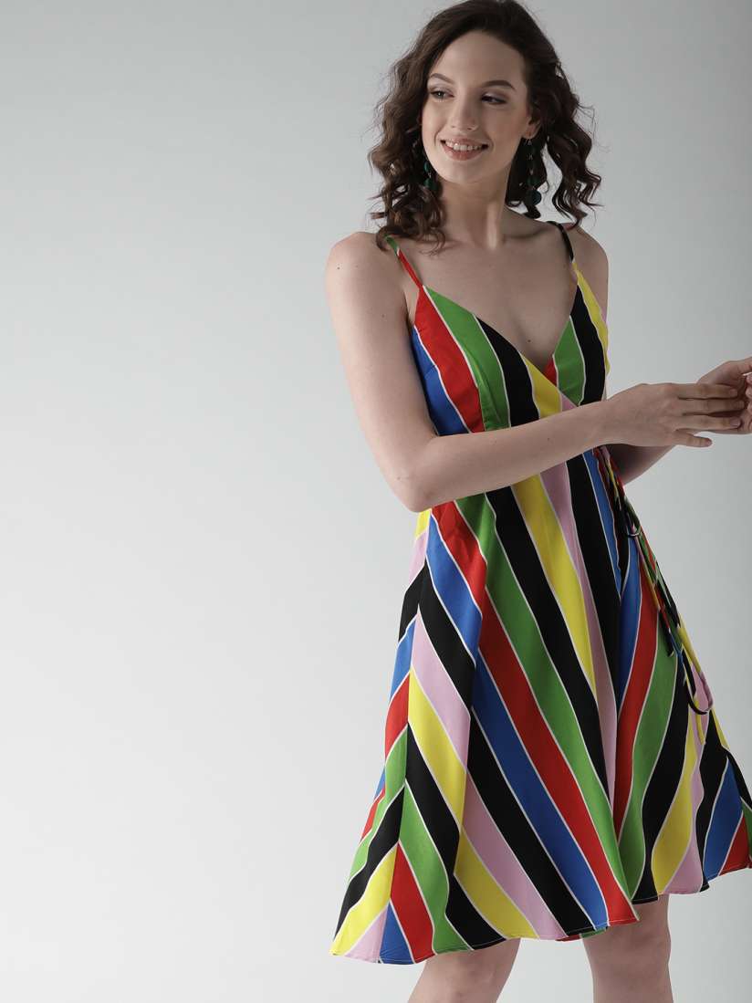 Buy FOREVER 21 Women Multicoloured Striped Wrap Dress Dresses for Women 6616107 Myntra