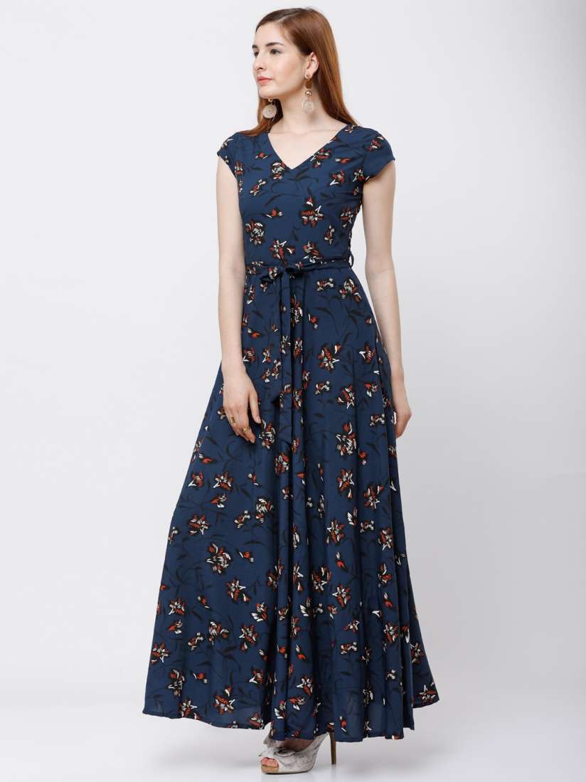 Tokyo talkies women navy blue printed shirt dress new arrivals