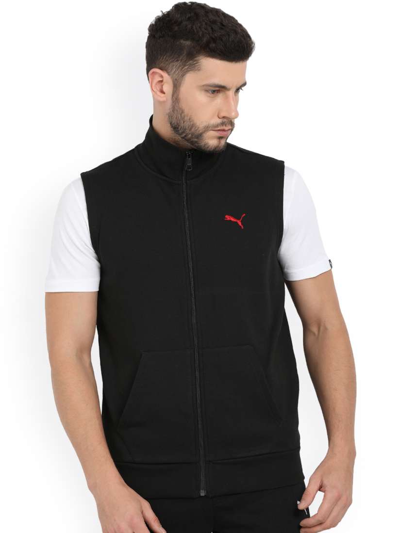 Buy Puma Men Black Solid Sleeveless Sporty Track Jacket Jackets for Men 6627182 Myntra