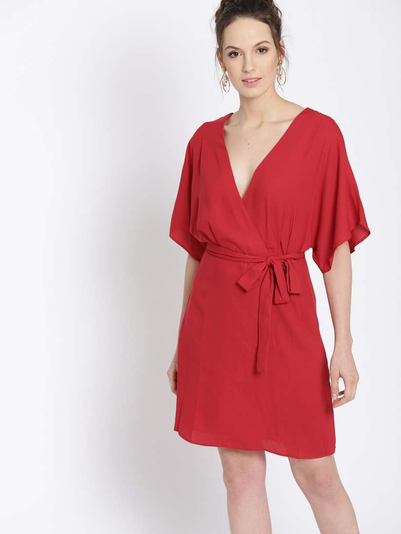 Mango red wrap dress deals