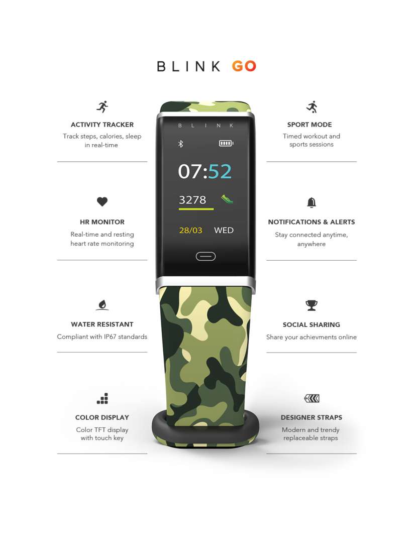 Buy Blink GO Silver Case Fitness Wearable Band with Extra Black Strap Fitness Bands for Unisex 6631824 Myntra