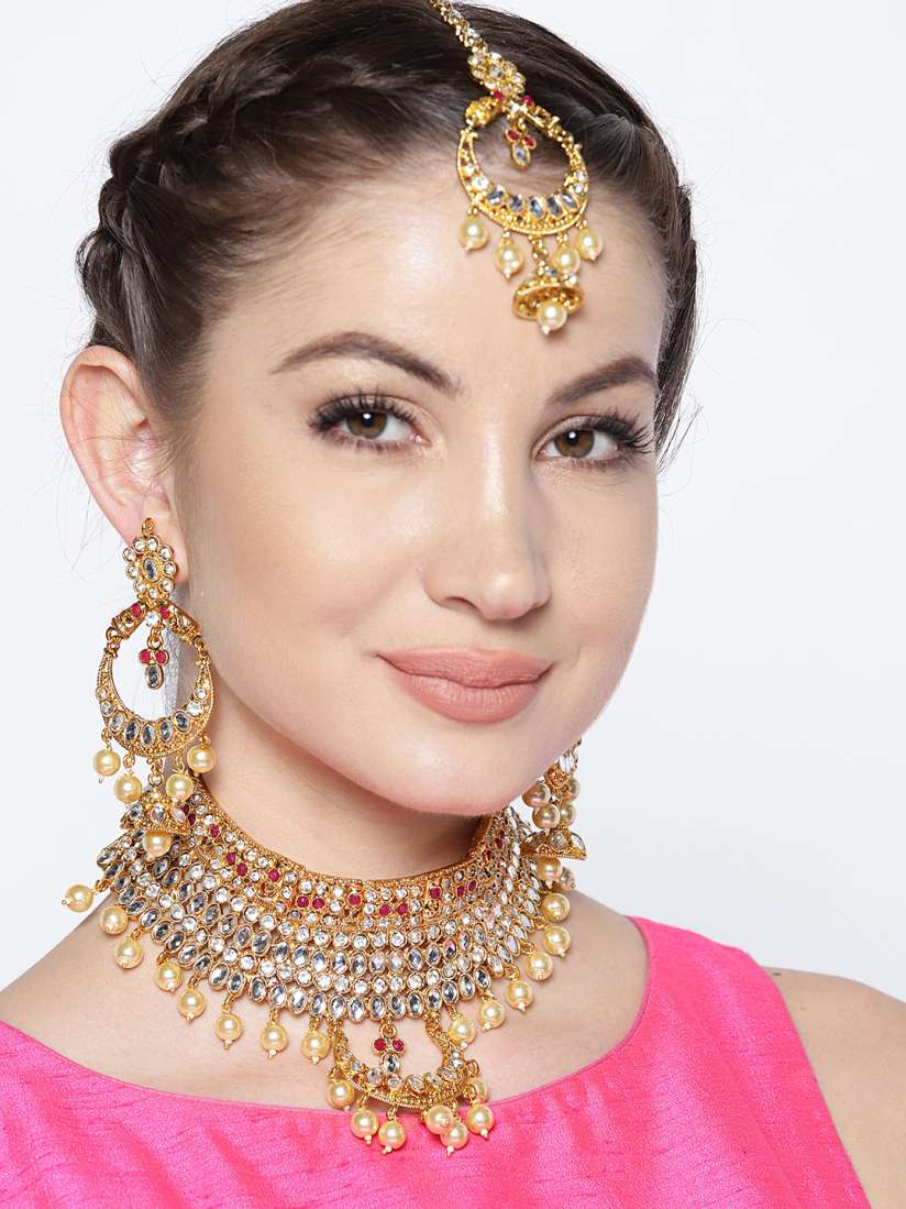 Buy Zaveri Pearls Gold Toned Kundan Jewellery Set Jewellery Set for Women 6632814 Myntra