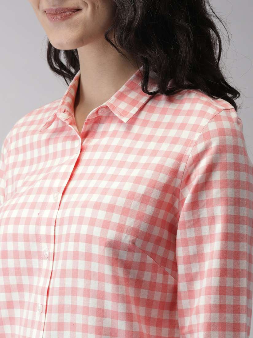 Pink and white shirt womens top