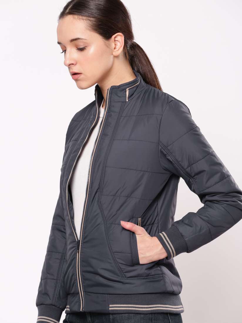 Buy ether Women Navy Blue Solid Bomber Jackets for Women 6697880 Myntra