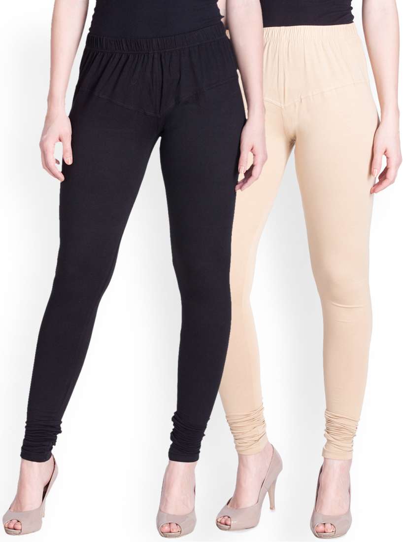 Buy LYRA Women Pack of 2 Black Beige Churidar Leggings Leggings for Women 6698505 Myntra