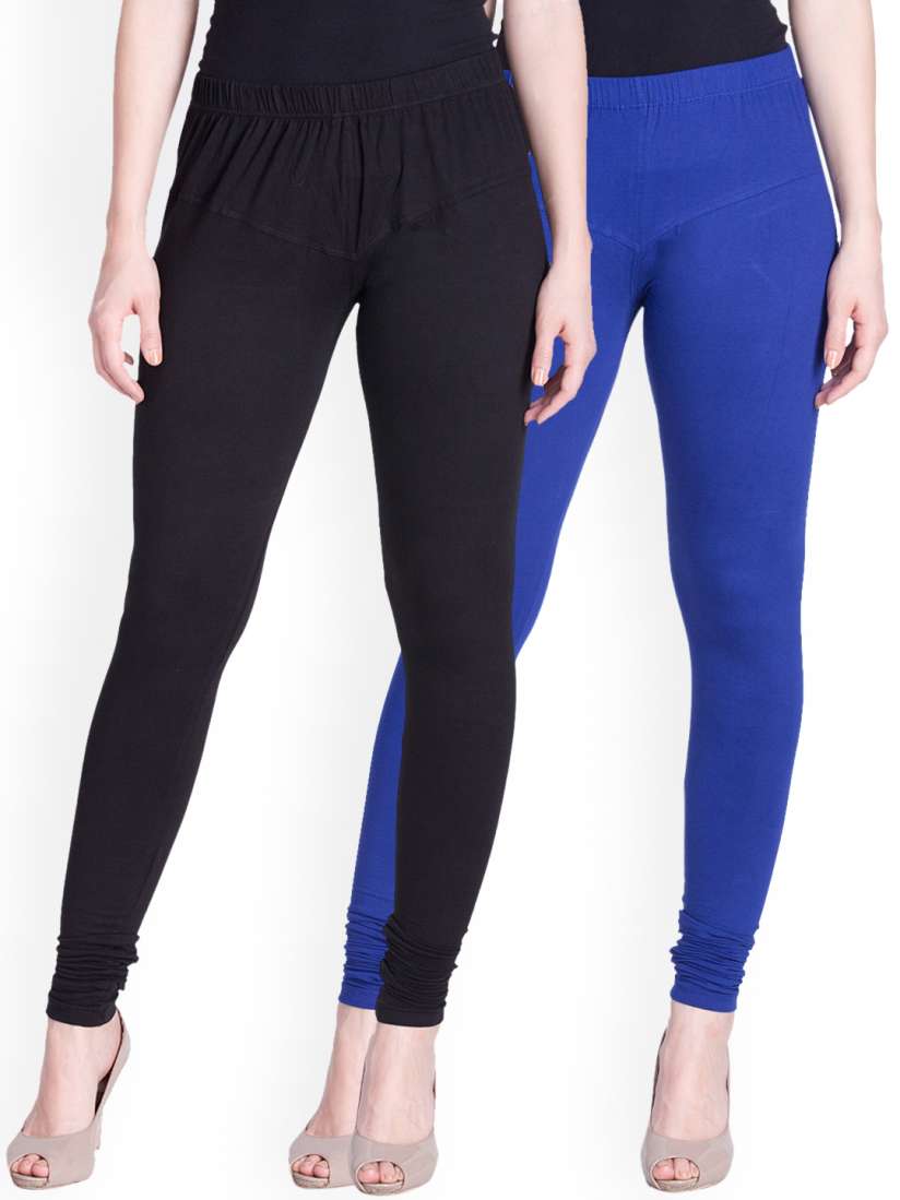 Buy LYRA Women Pack of 2 Blue Black Churidar Leggings Leggings for Women 6698772 Myntra