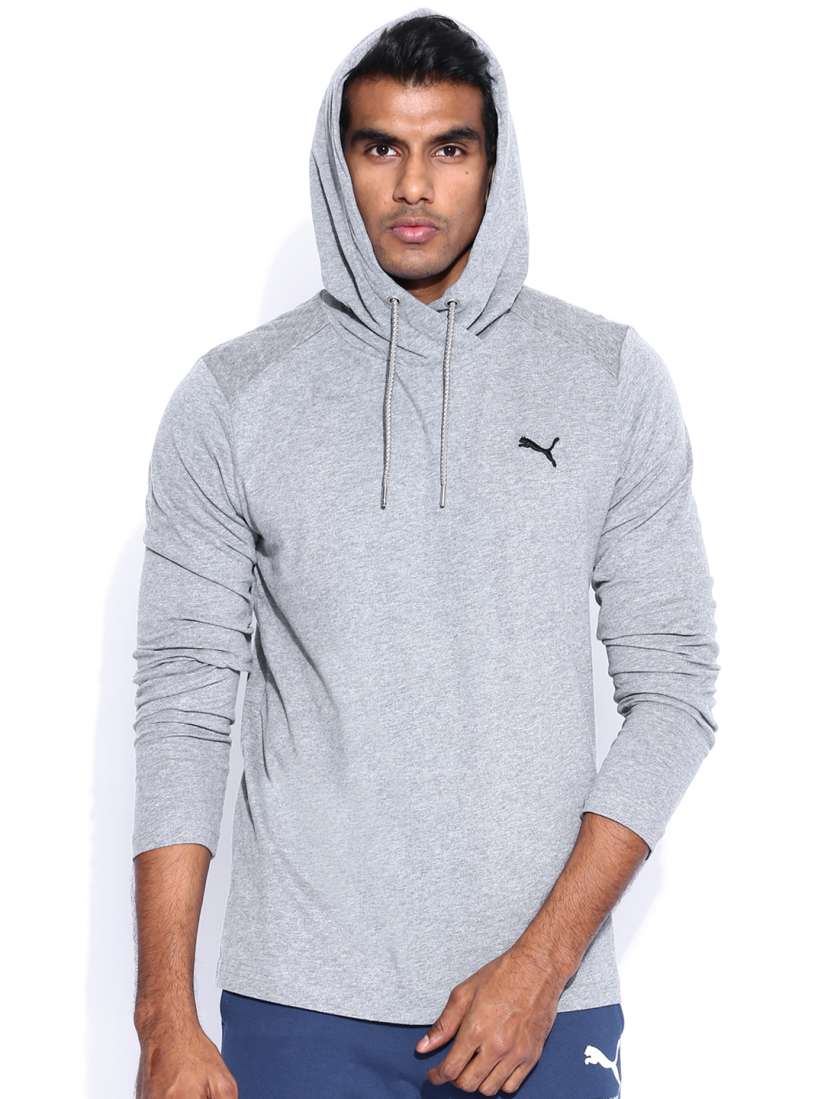 Buy Puma Men Grey Hooded Pure Cotton T shirt Tshirts for Men 6706203 Myntra
