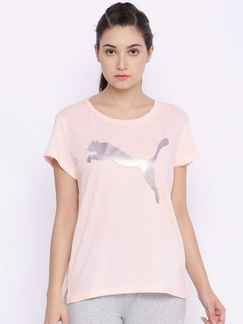 Buy Puma Women Pink Urban Sports Logo Print T shirt Tshirts for Women 6706269 Myntra