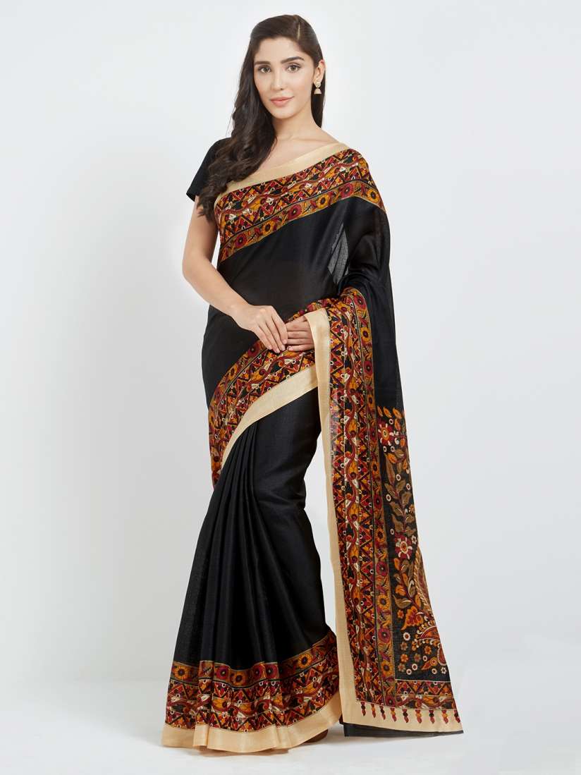 Buy Silk Bazar Black Art Silk Solid Bhagalpuri Saree Sarees for Women 6707678 Myntra