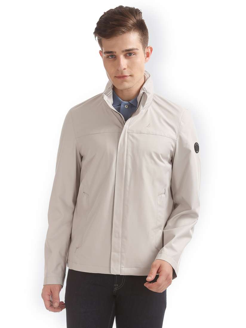 Buy Nautica Men Beige Solid Windcheater and Water Resistant Open Front Jacket Jackets for Men 6724407 Myntra