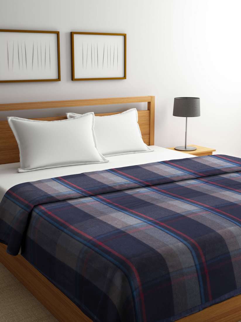 Buy Raymond Home Brown Blue Checked Heavy Winter 600 GSM Double Bed Blanket Blankets Quilts And Dohars for Unisex 6763685 Myntra