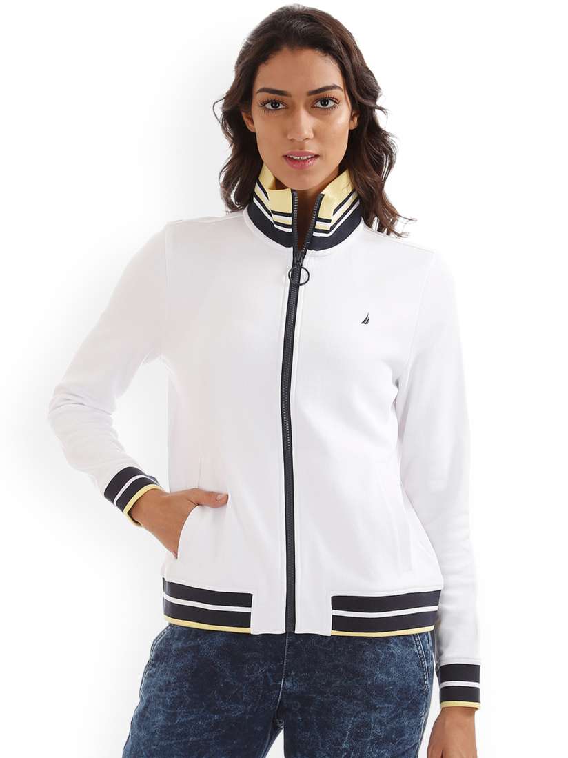 Buy Nautica Women White Solid Varsity Jacket Jackets for Women 6763738 Myntra