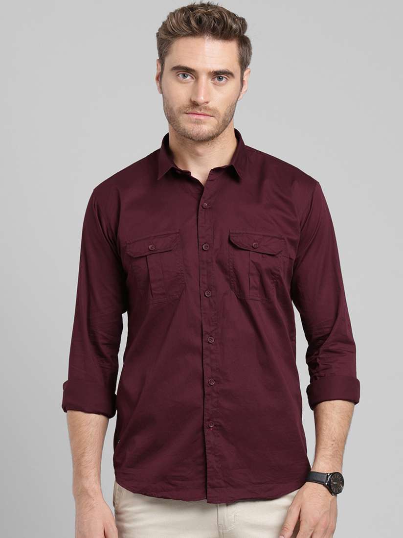 Buy COBB Men Maroon Slim Fit Solid Casual Shirt Shirts for Men 6767646 Myntra