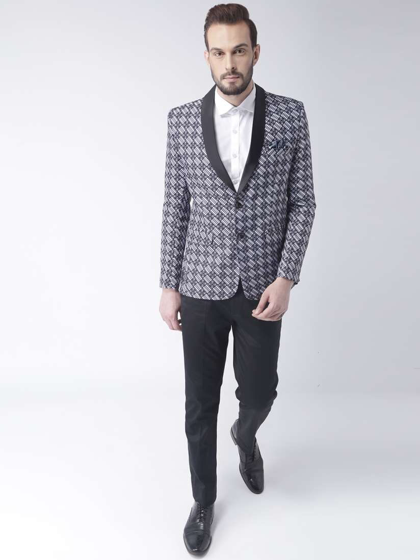 Buy Hangup Men Black White Checked Single Breasted Blazer Blazers for Men 6768202 Myntra