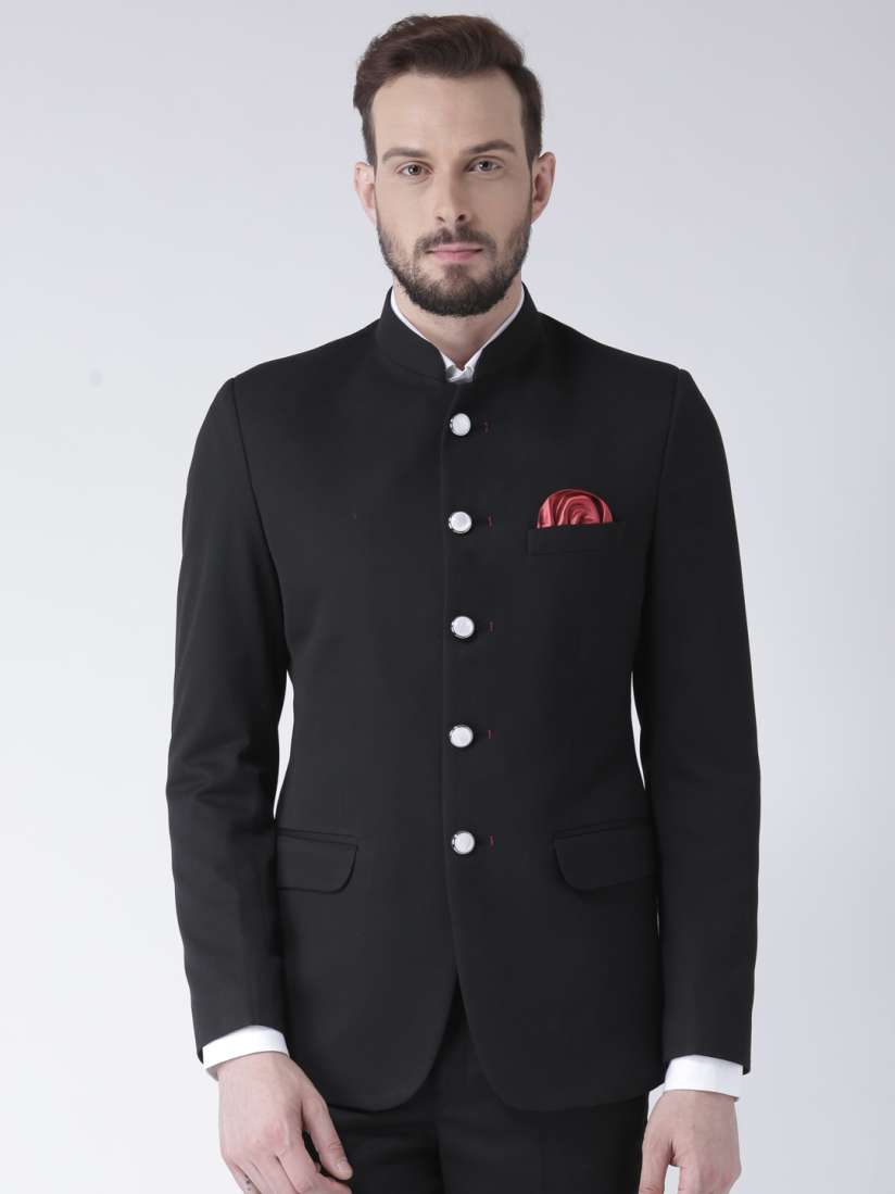 Buy Hangup Black Solid Bandhgala Blazers for Men 6768212 Myntra