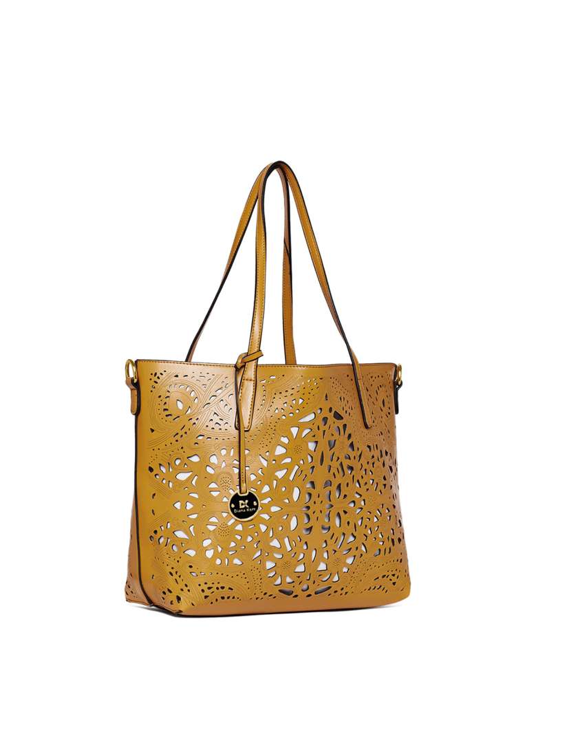 Buy Diana Korr Mustard Brown Solid Tote Bag With Pouch Handbags for Women 6781244 Myntra