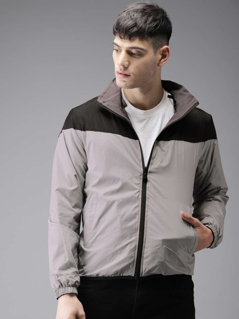 Buy Moda Rapido Men Grey Black Colourblocked Reversible Tailored Jacket with Detachable Hood Jackets for Men 6789011 Myntra