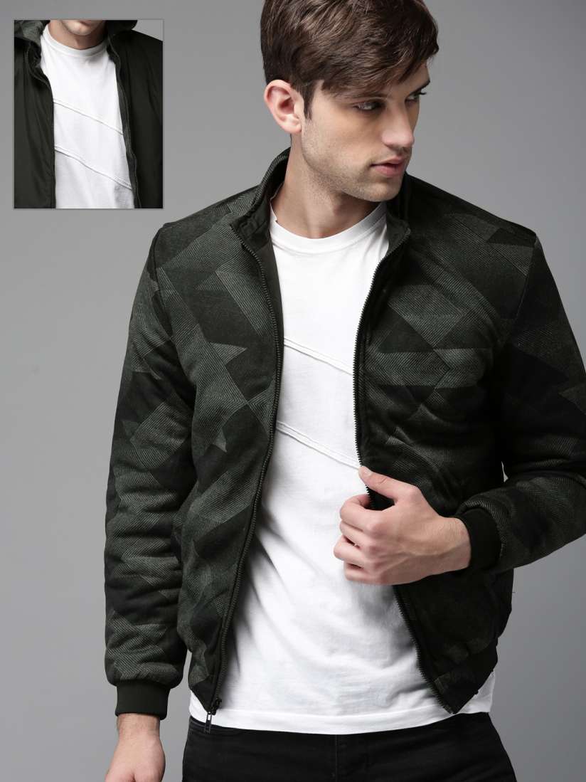 Buy Moda Rapido Men Black Printed Reversible Bomber Jackets for Men 6789099 Myntra