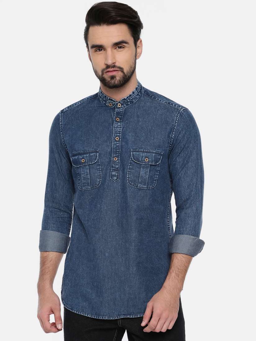Buy Killer Men Blue Slim Fit Faded Denim Casual Shirt Shirts for Men 6793828 Myntra