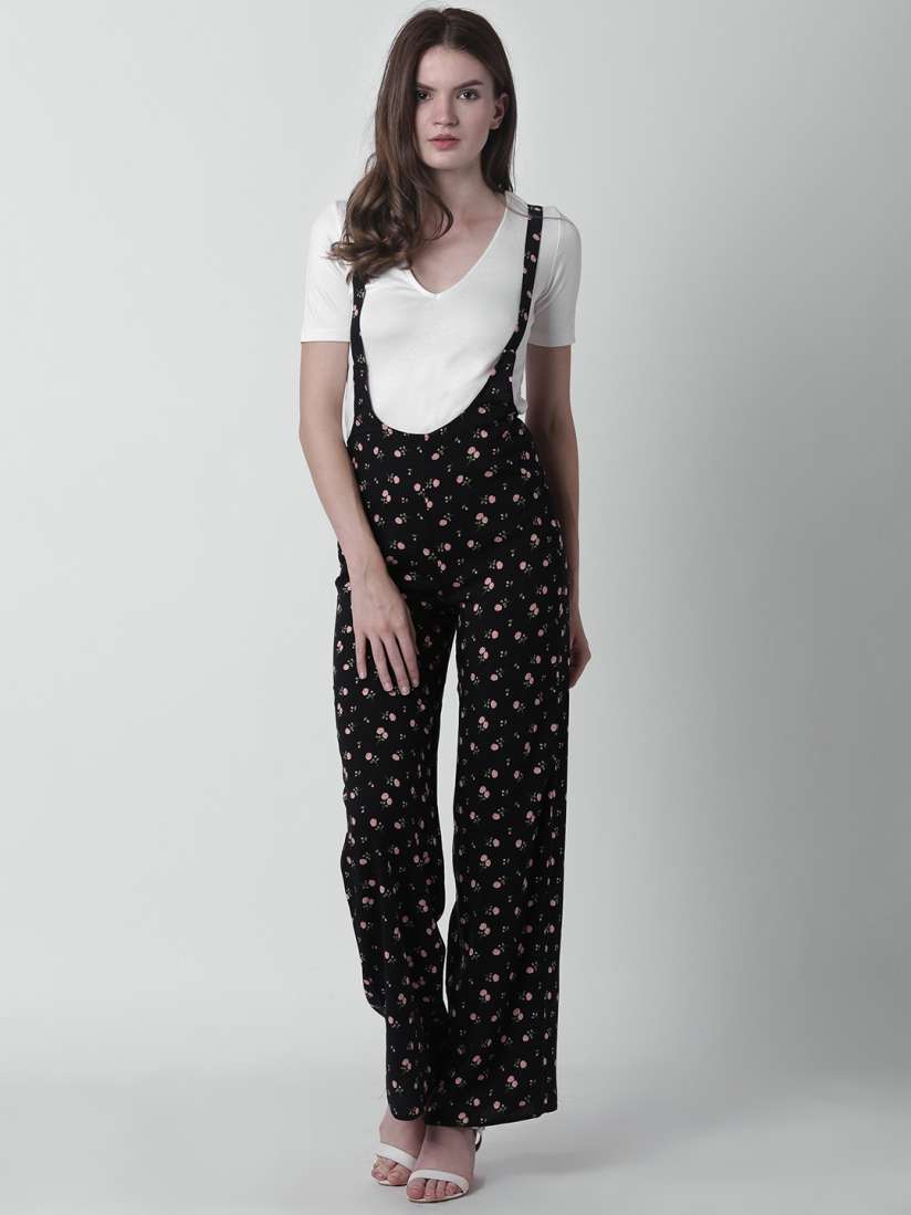 Buy FOREVER 21 Women Black Printed Dungarees Dungarees for Women 6794968 Myntra