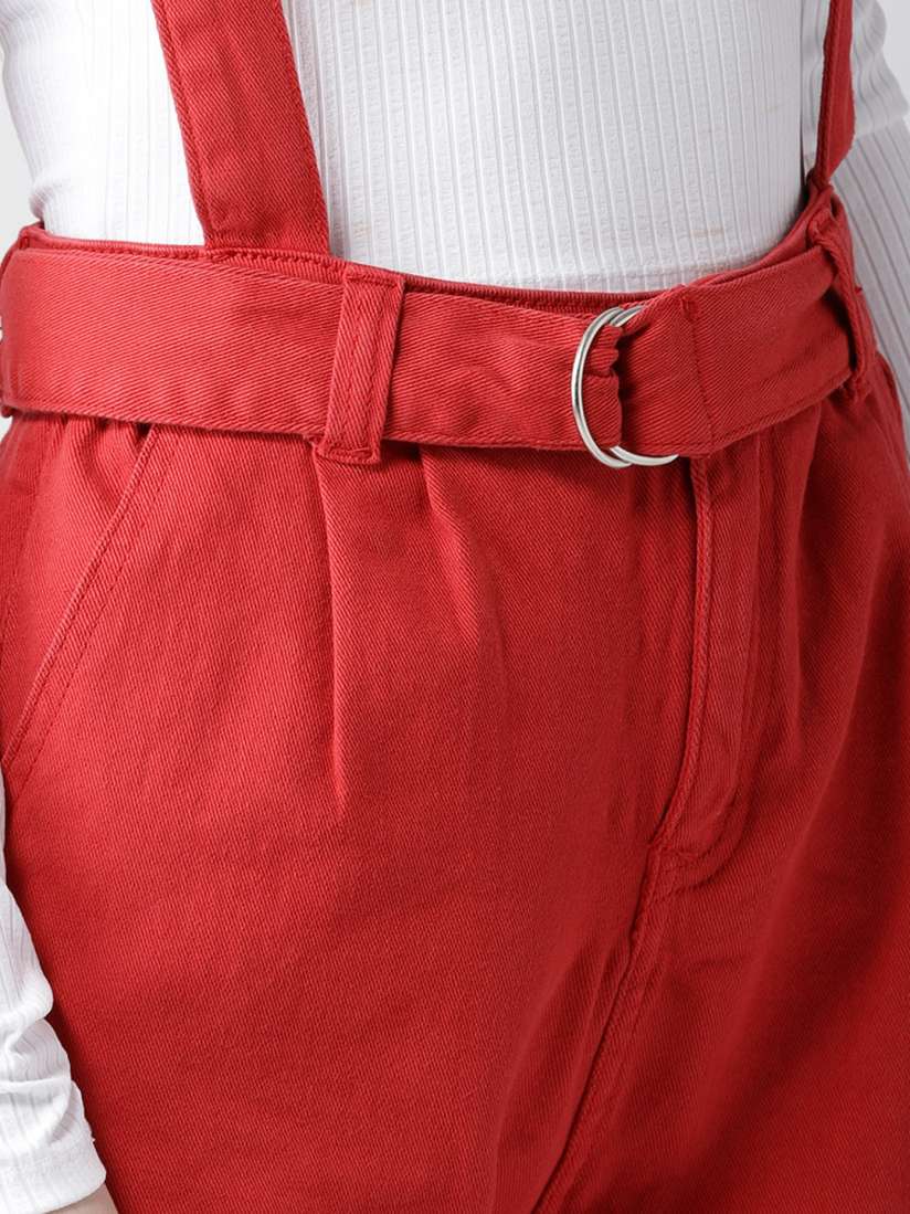 Buy FOREVER 21 Women Red Solid Denim Shorts with Suspenders Shorts for Women 6795243 Myntra