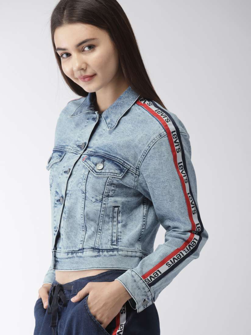 Buy Levis Women Blue Solid Denim Jacket Jackets for Women 6799388 Myntra