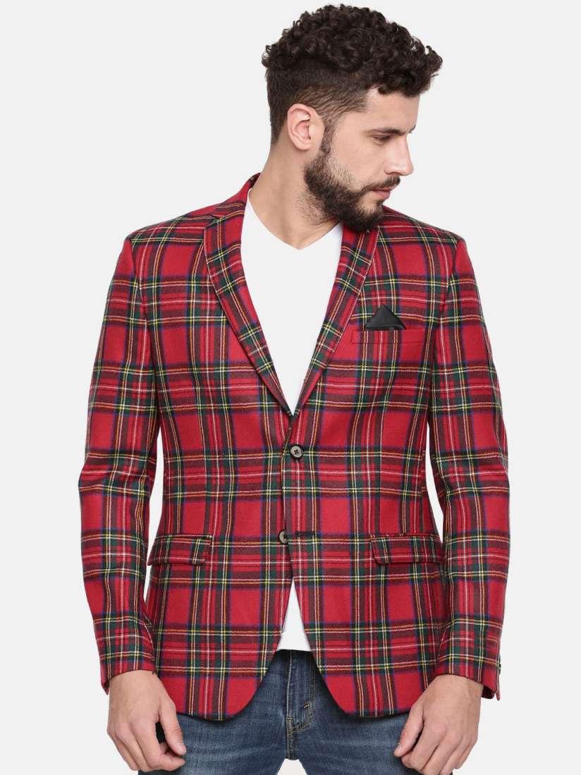 Red checked blazer mens shop